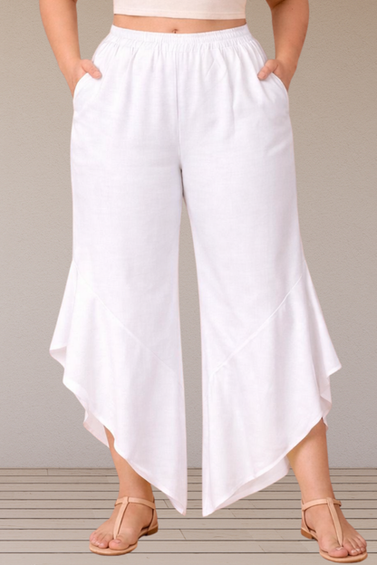 Leafy White Rayon Palazzo