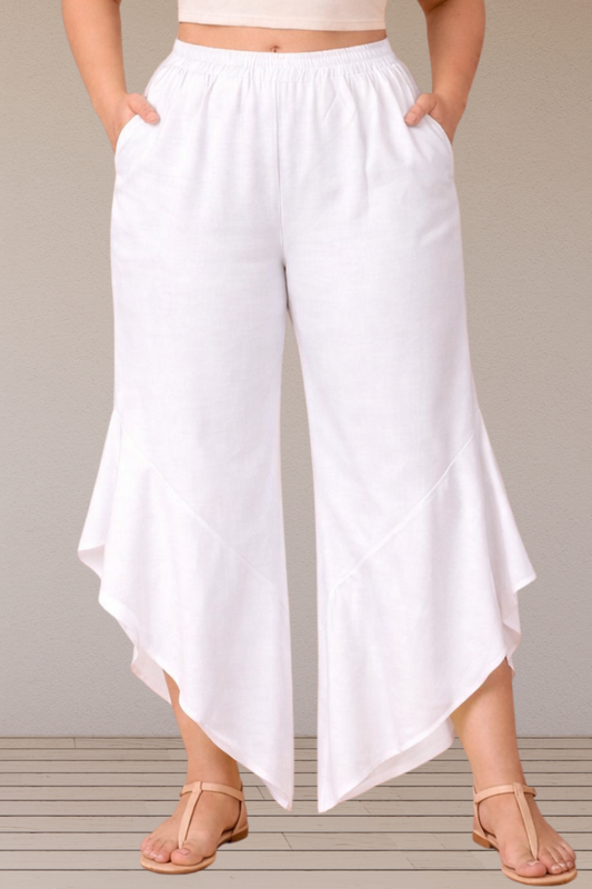 Leafy White Rayon Palazzo