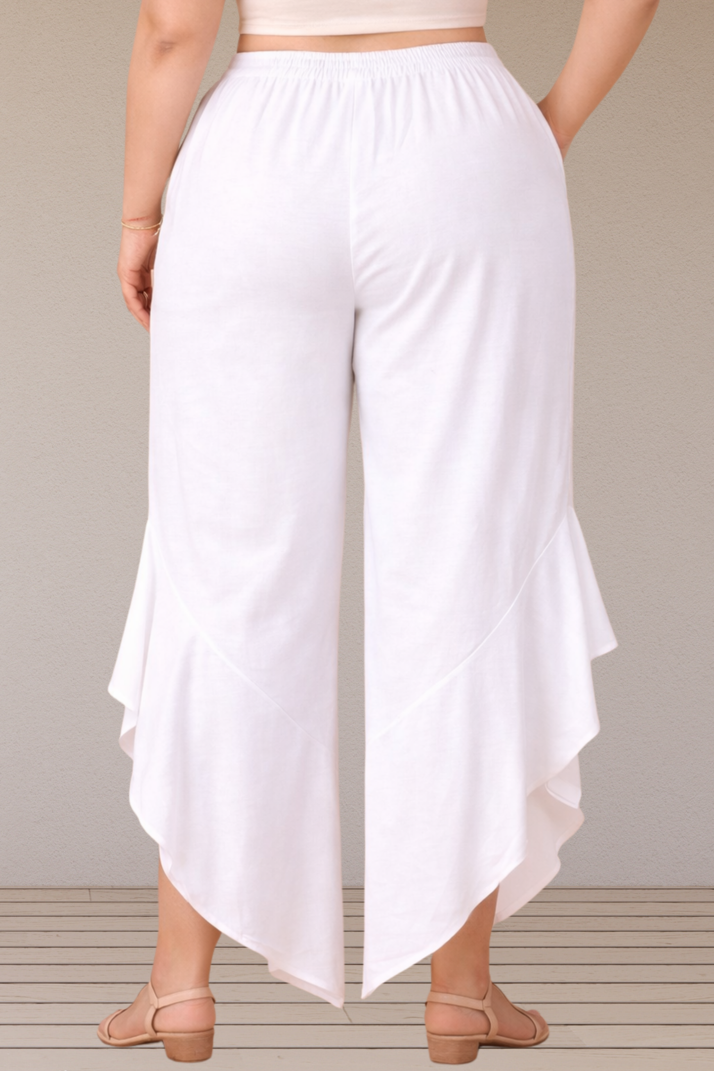 Leafy White Rayon Palazzo