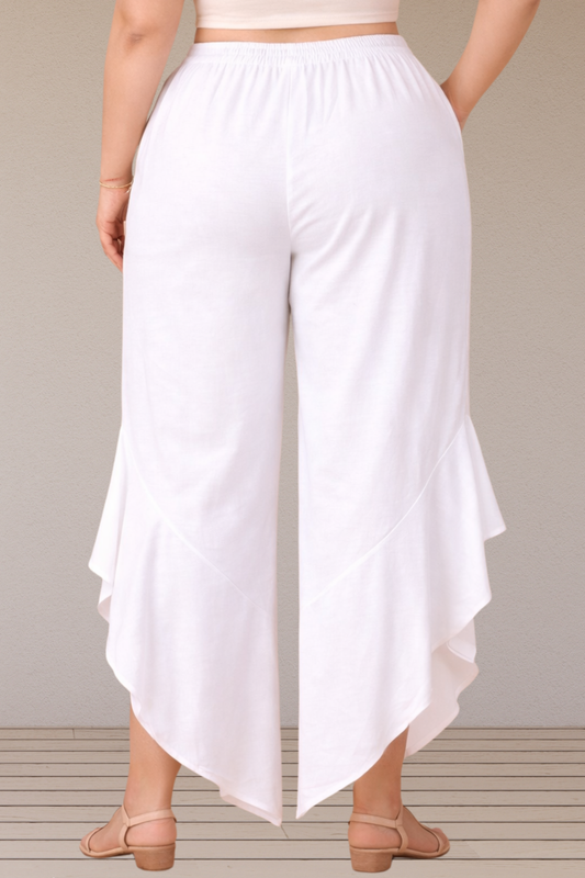 Leafy White Rayon Palazzo