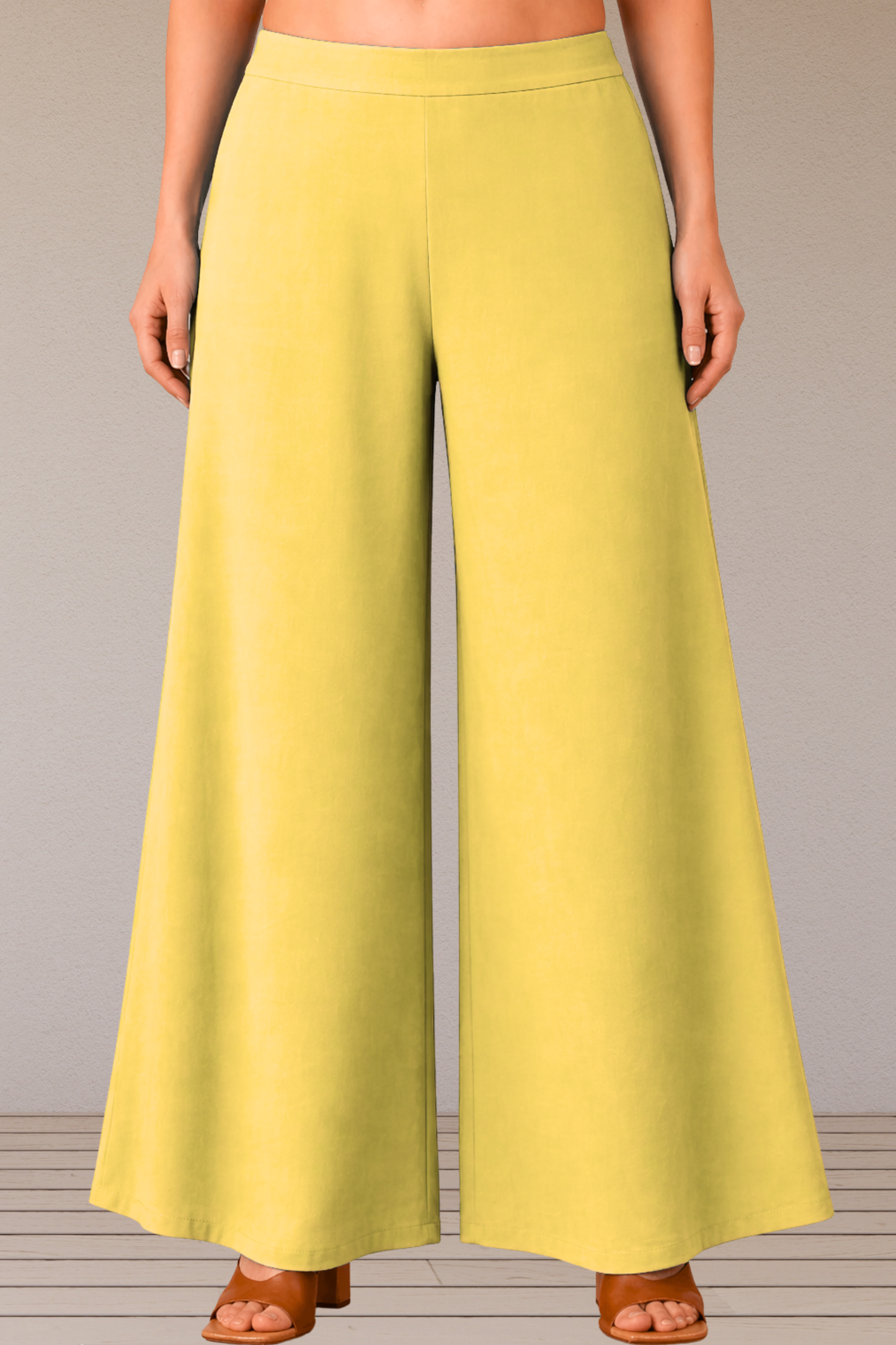 Lemon Belted Rayon Loose Palazzo