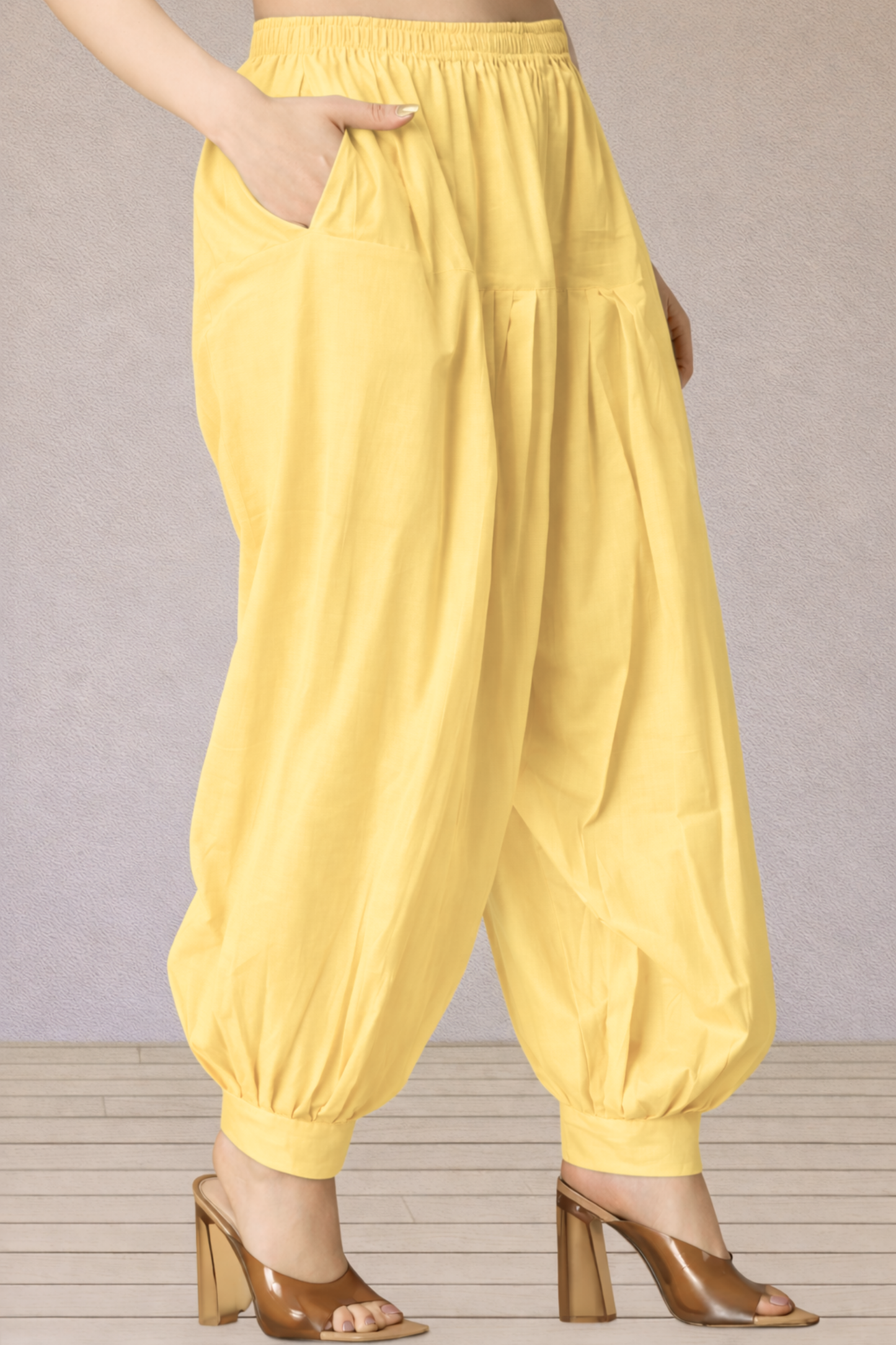 Lemon Cotton Afghani Salwar