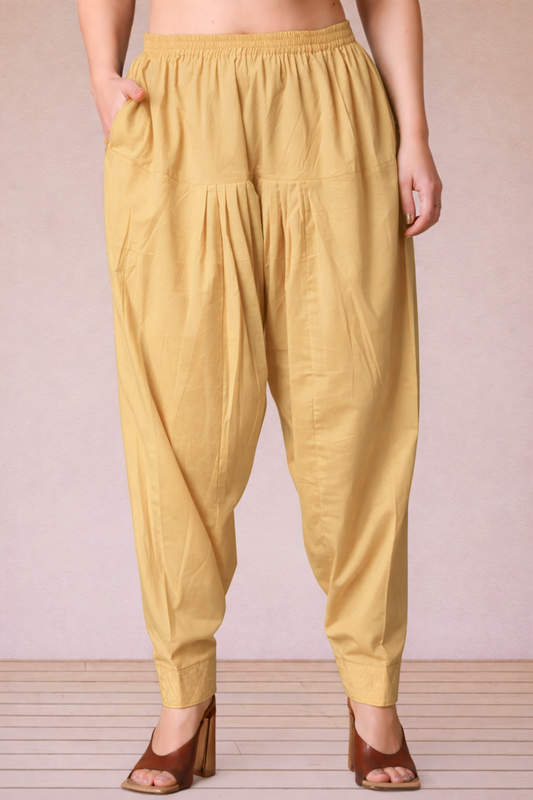 Beige Cotton Straight Salwar