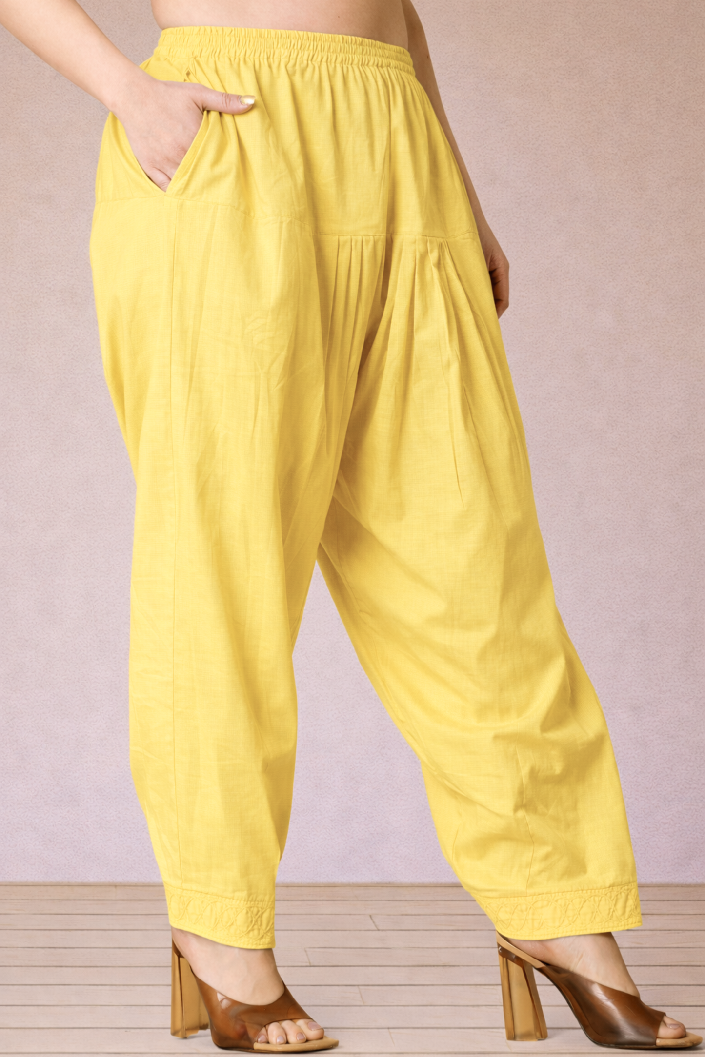 Lemon Cotton Straight Salwar