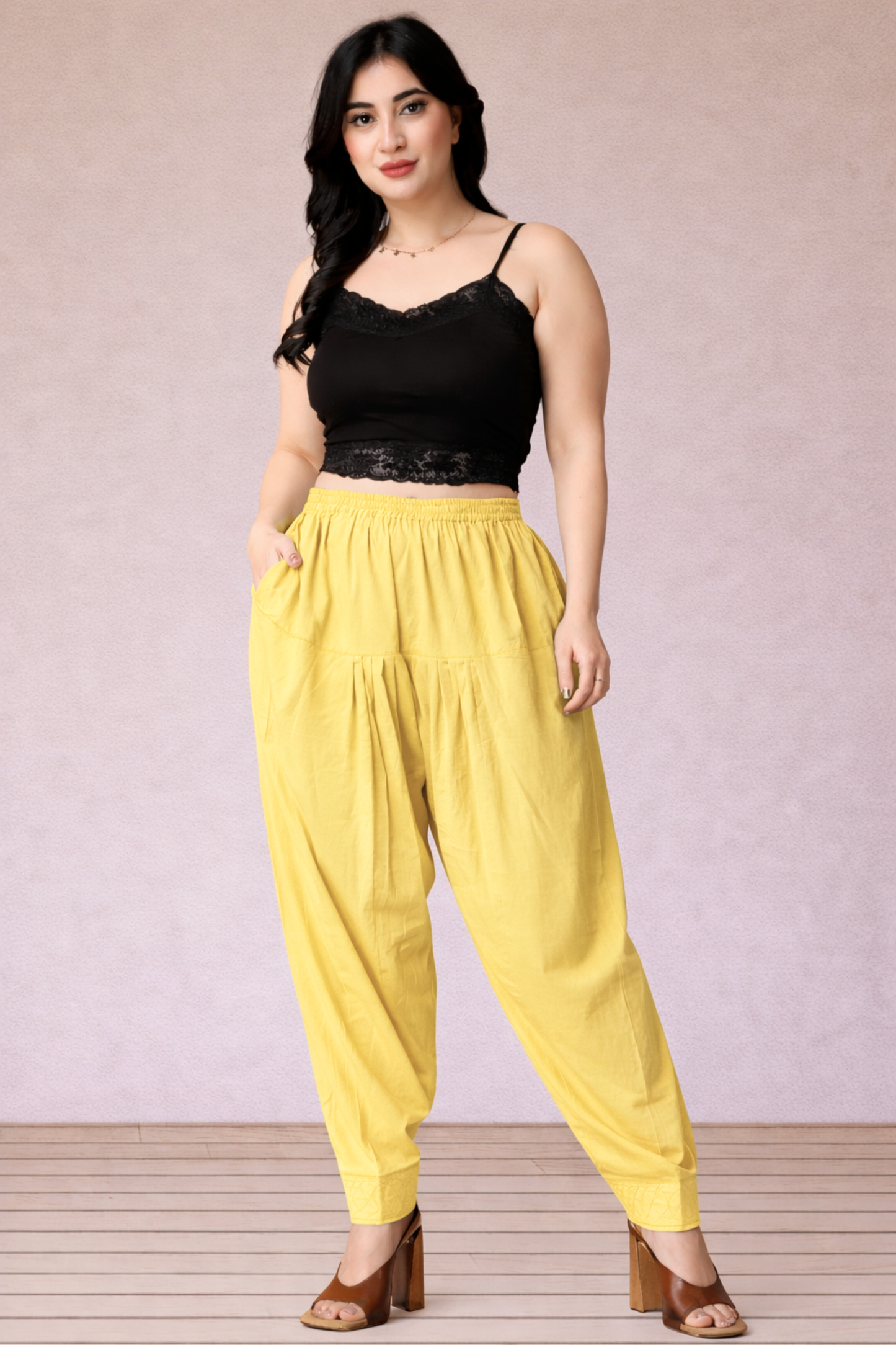 Lemon Cotton Straight Salwar