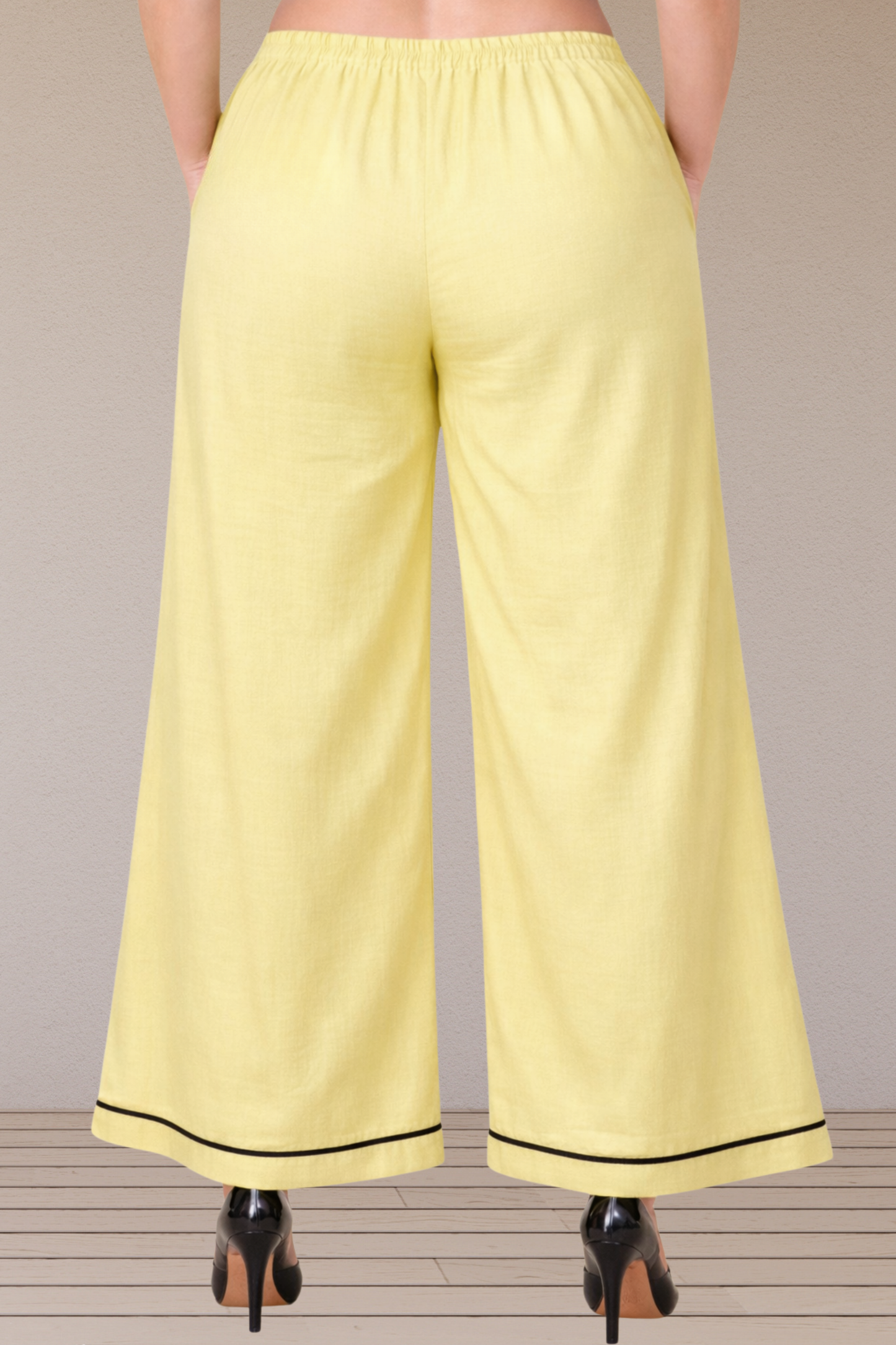 Lemon Detailed Hemline Rayon Palazzo