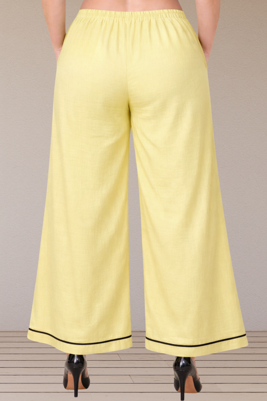 Lemon Detailed Hemline Rayon Palazzo