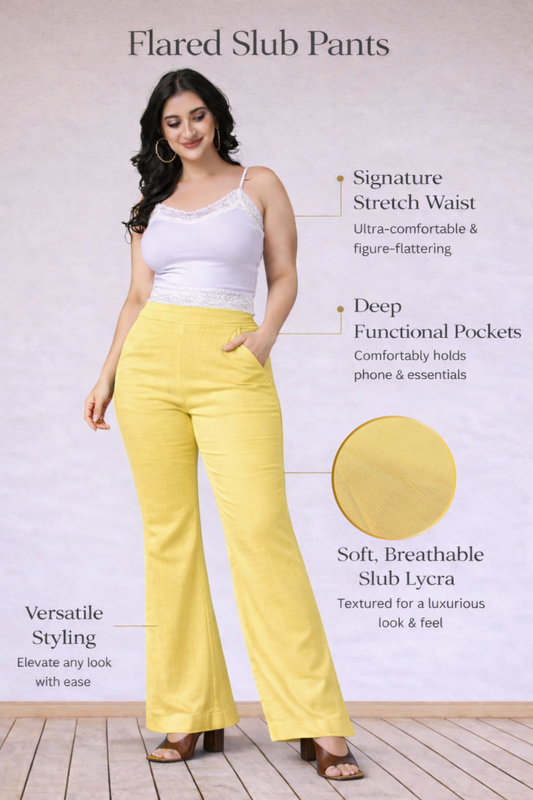 Lemon Flared Slub Pants