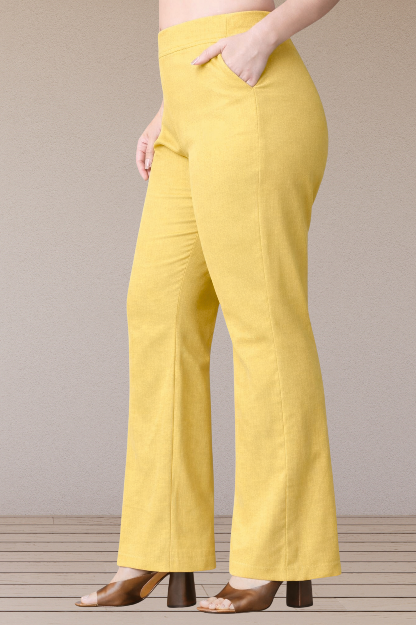 Lemon Flared Slub Pants