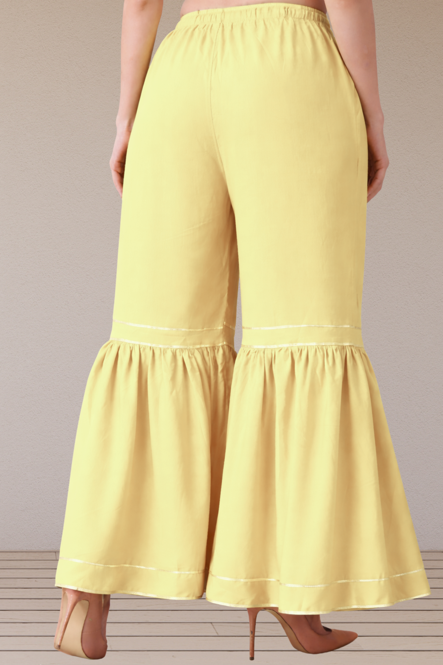 Lemon Frilled Rayon Sharara