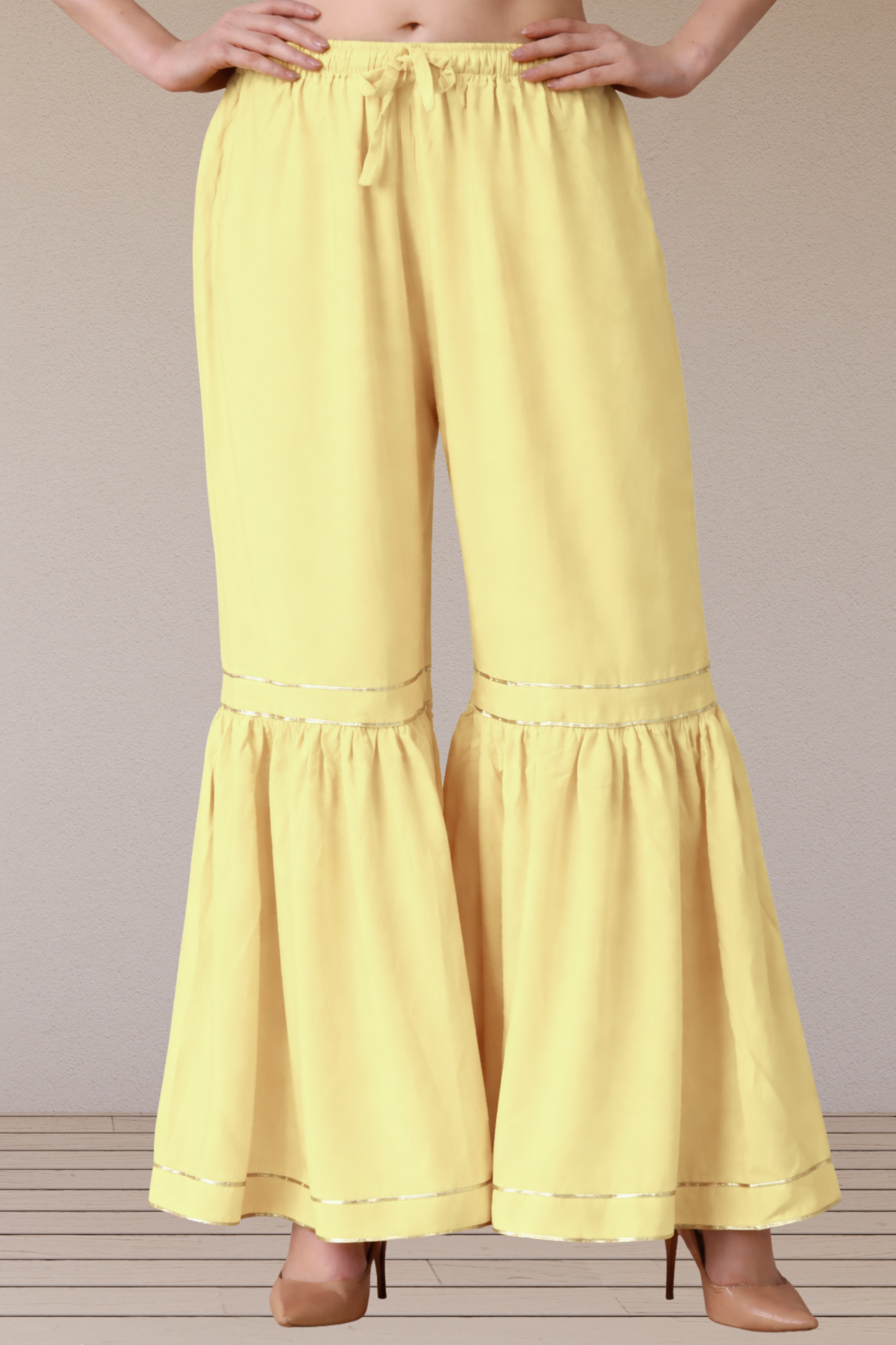 Lemon Frilled Rayon Sharara