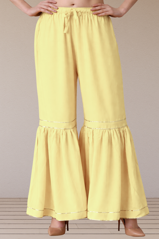 Lemon Frilled Rayon Sharara
