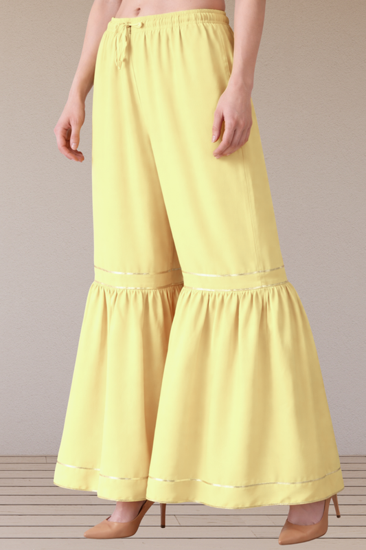 Lemon Frilled Rayon Sharara