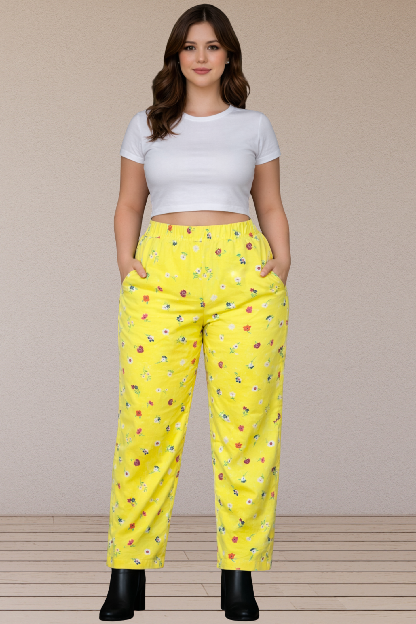 Lemon Printed Lycra Pant