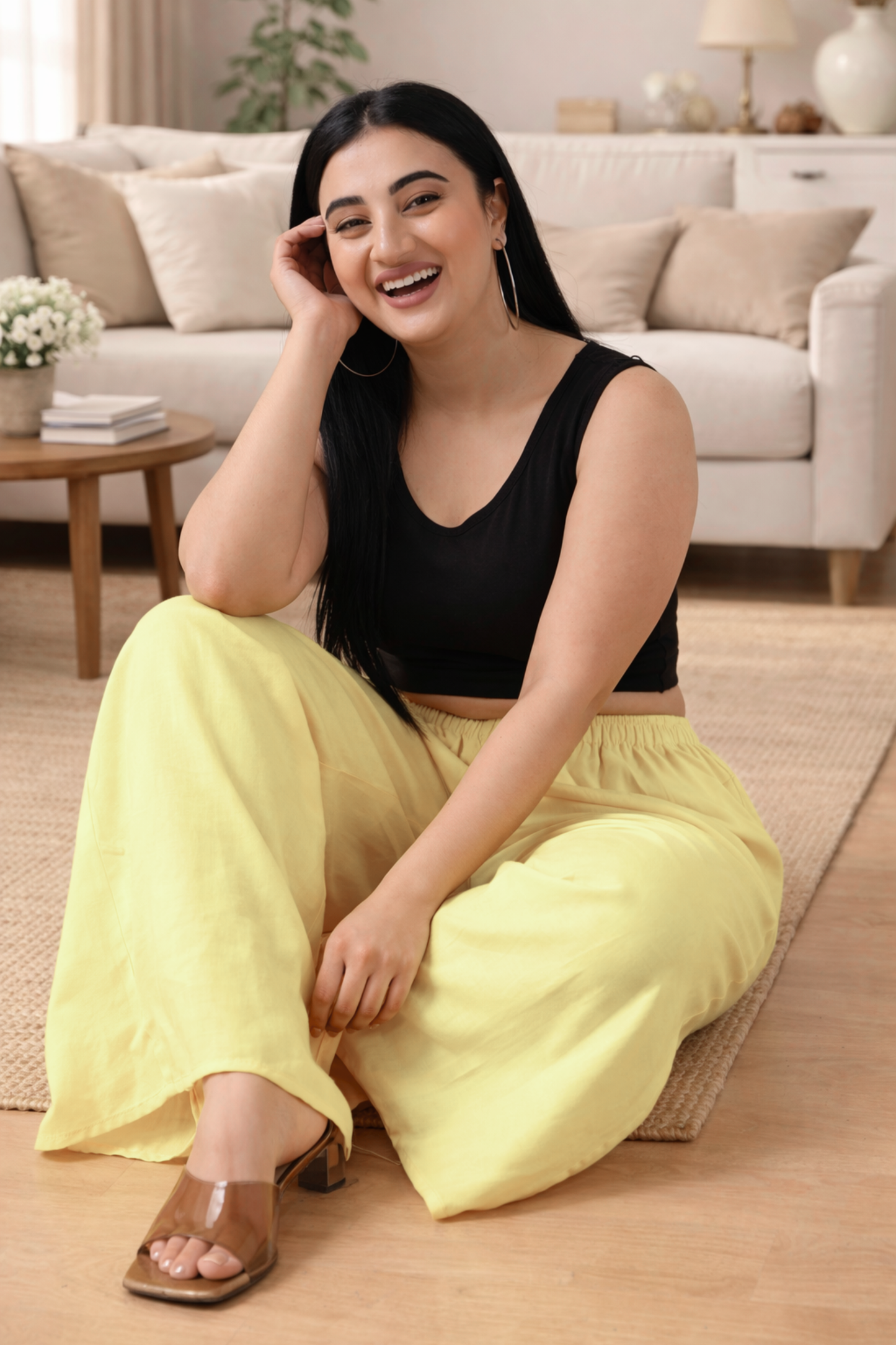 Lemon Rayon Loose Palazzo