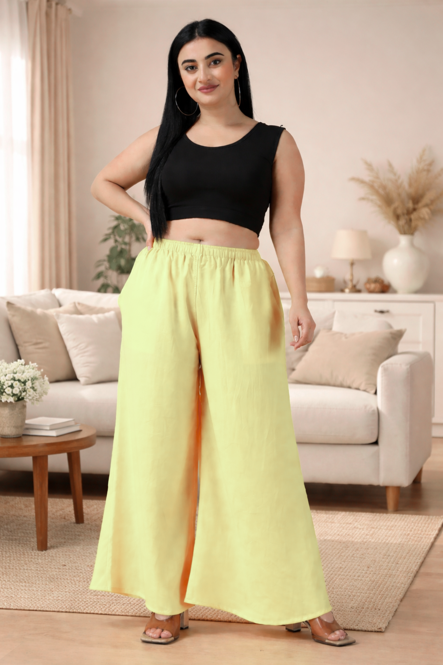 Lemon Rayon Loose Palazzo