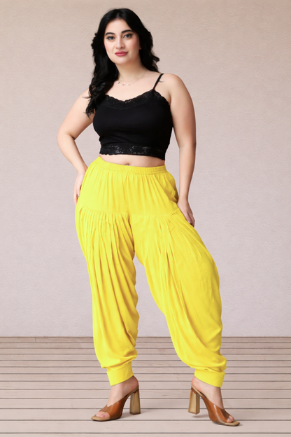 Neon Yellow Rayon Patiala Salwar