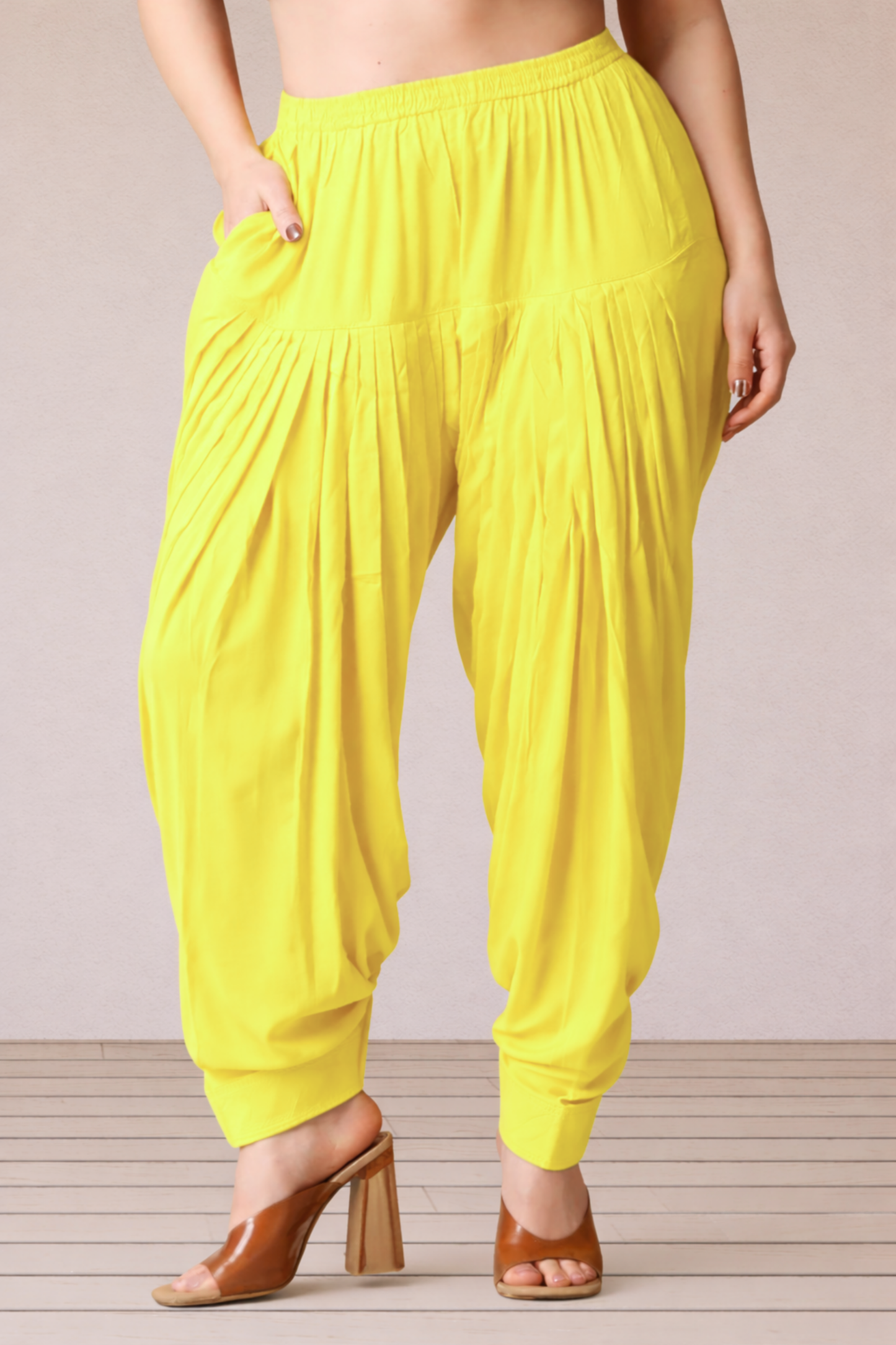 Neon Yellow Rayon Patiala Salwar