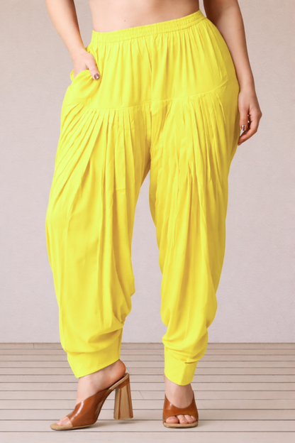 Neon Yellow Rayon Patiala Salwar