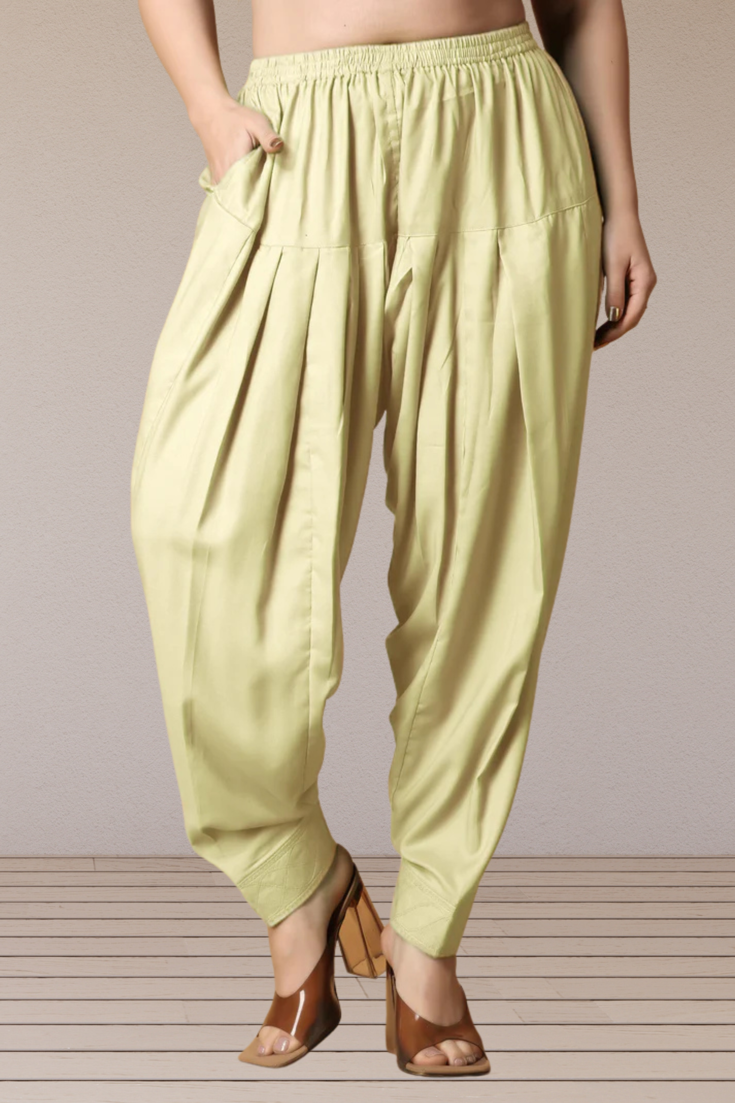 Lemon Rayon Pleated Salwar