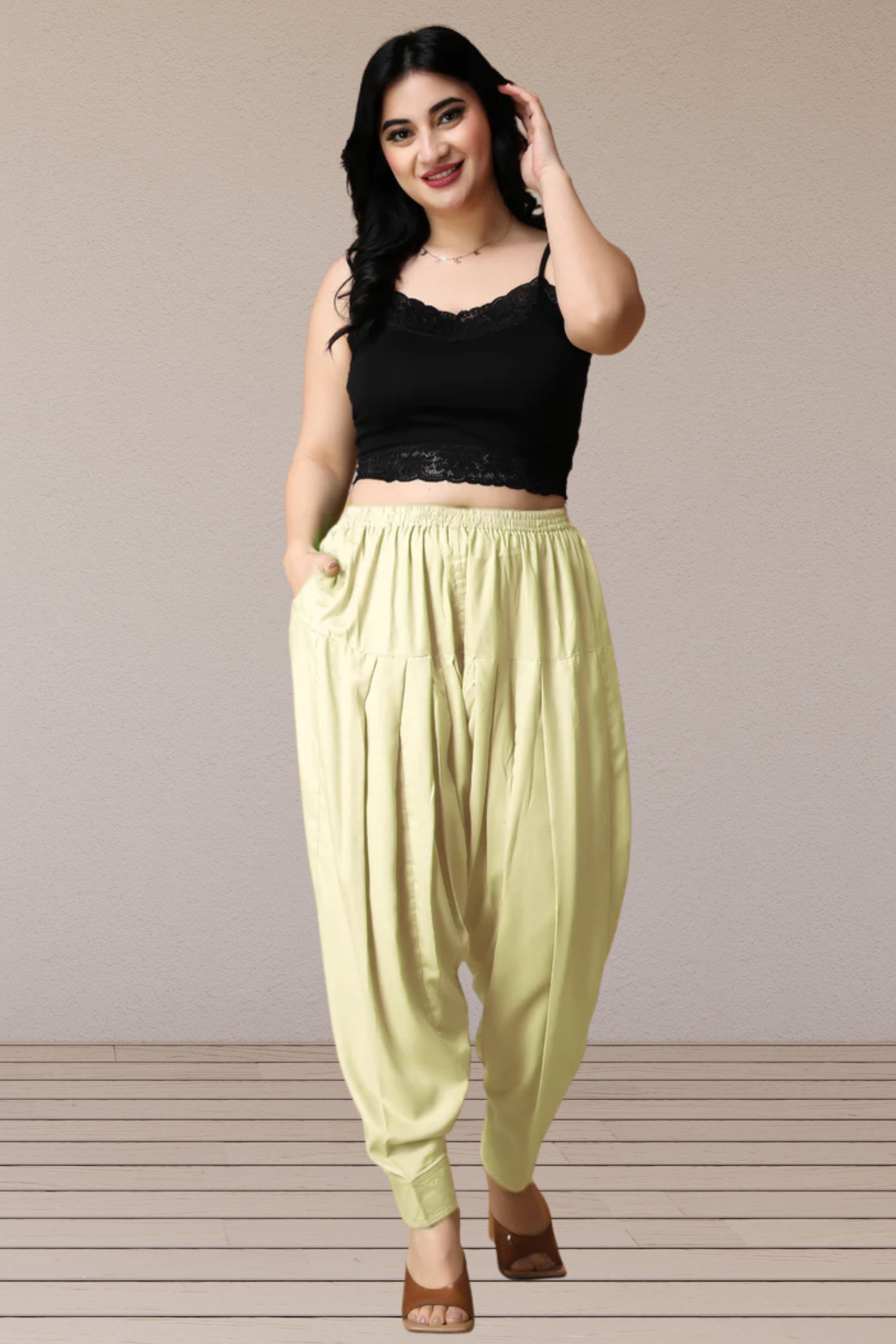 Lemon Rayon Pleated Salwar