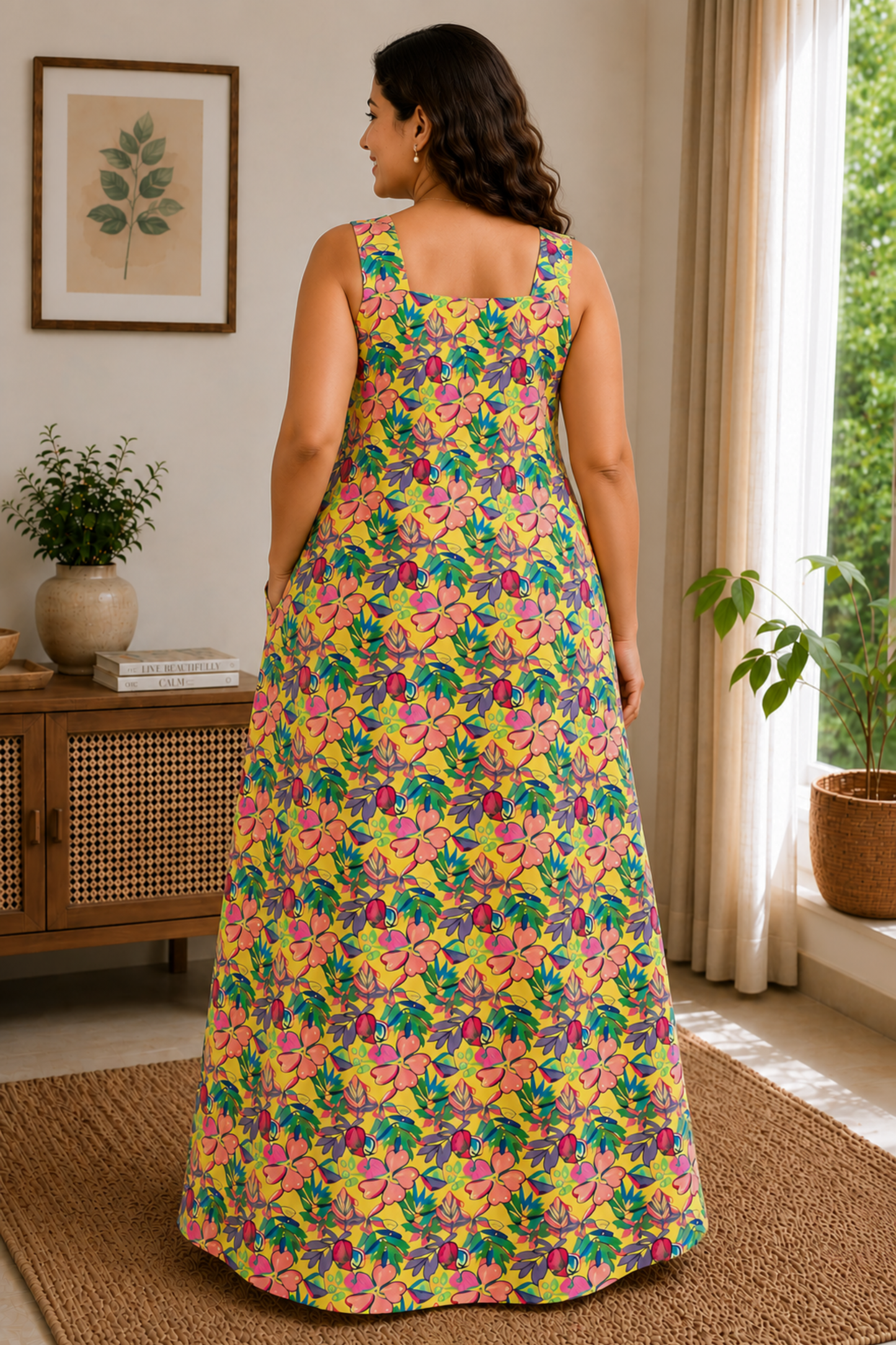 Lime Confetti Floral Night Gown