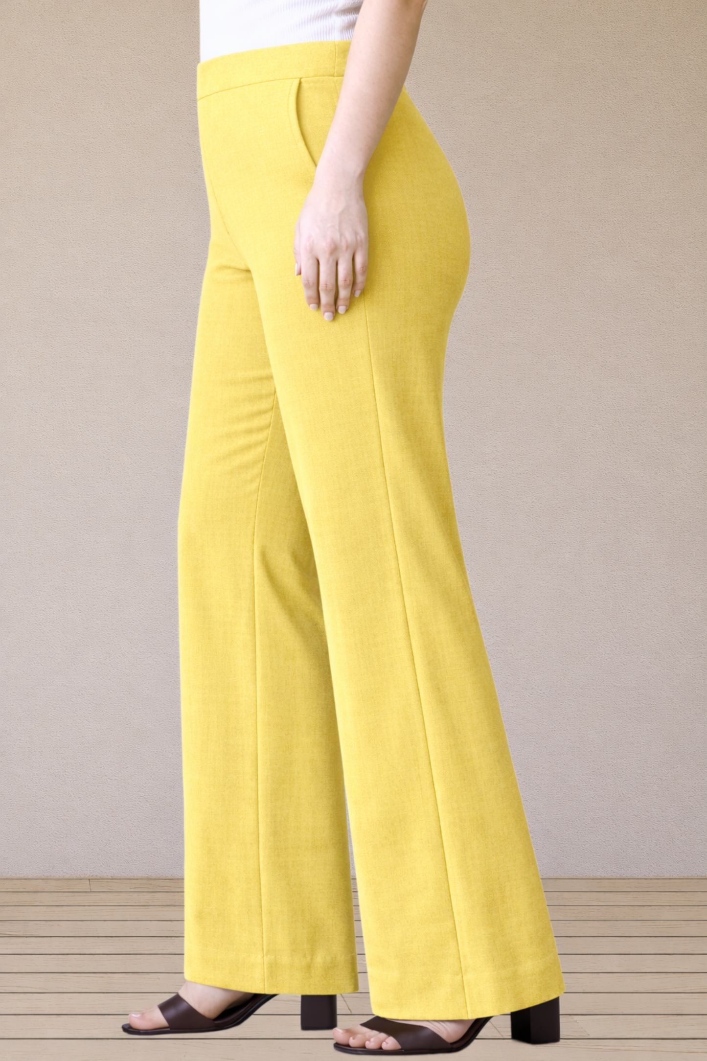 Lemon Wide Leg Slub Pants