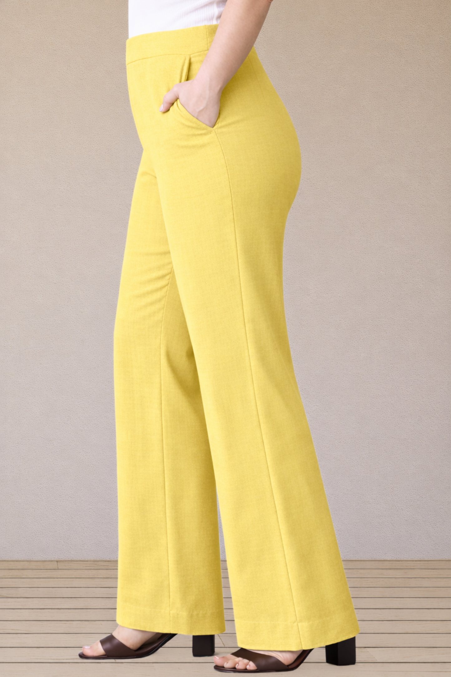 Lemon Wide Leg Slub Pants