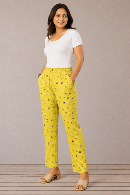 Lemon Printed Lycra Pant