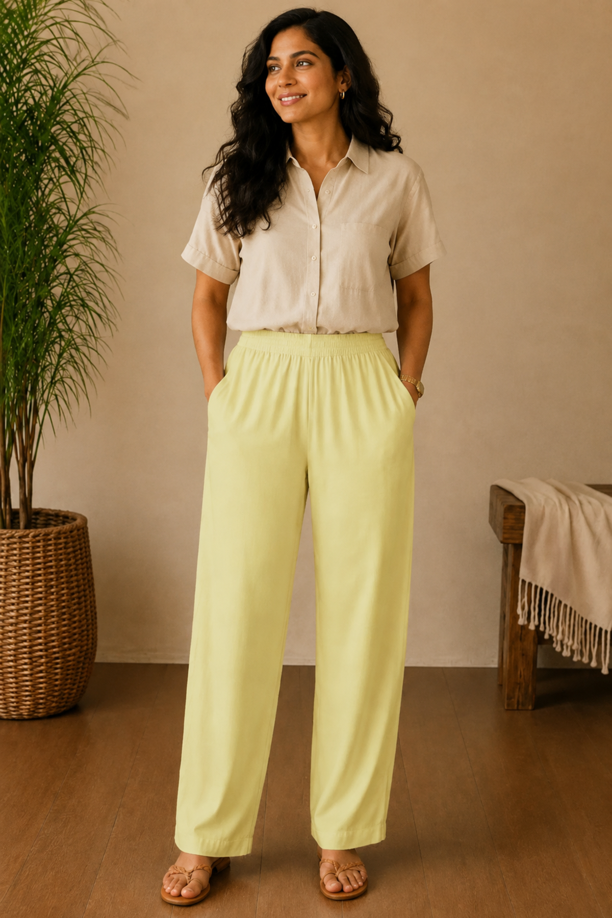 Lemon Yellow Rayon Kurti Pant