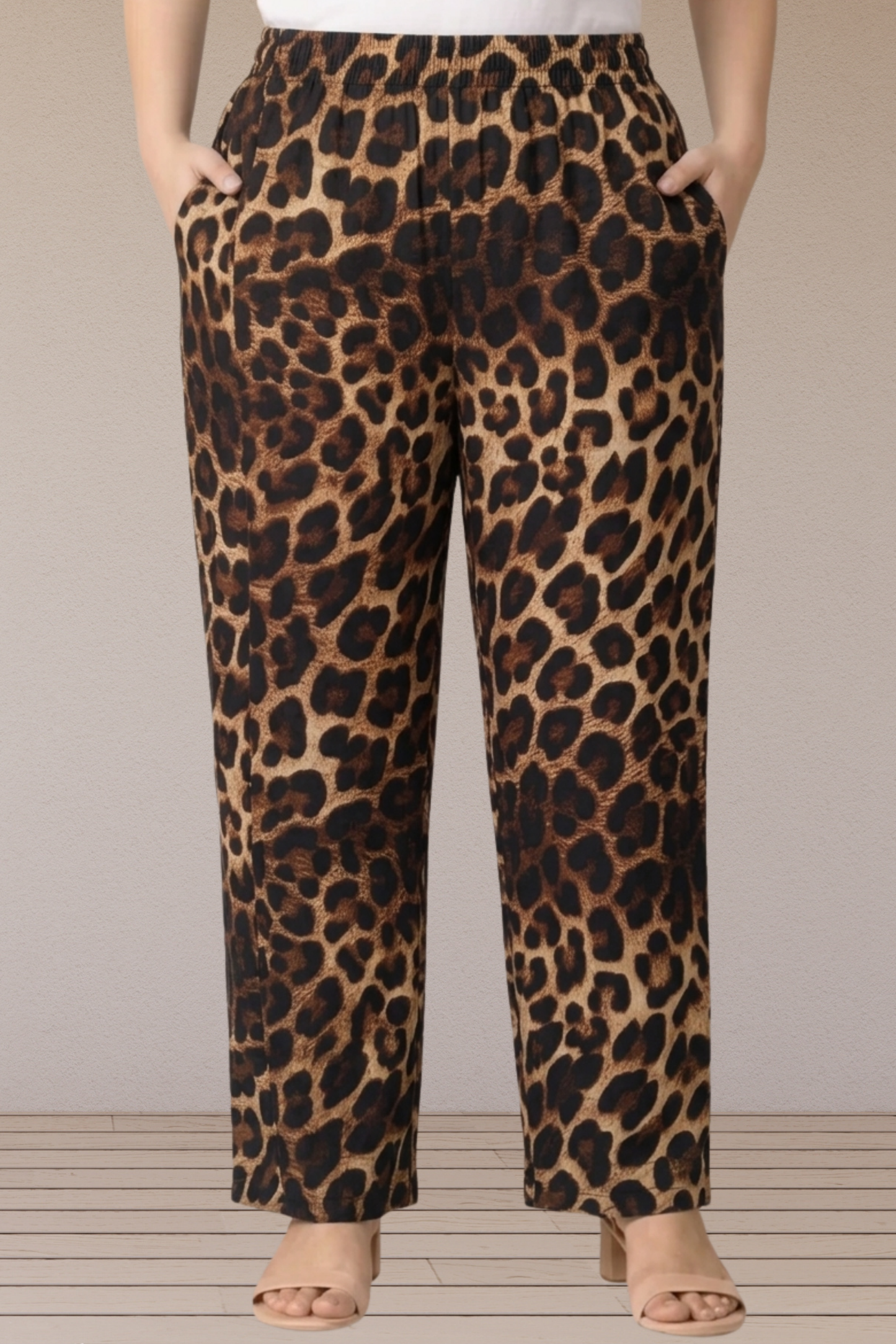 Leopard Print Straight Pants