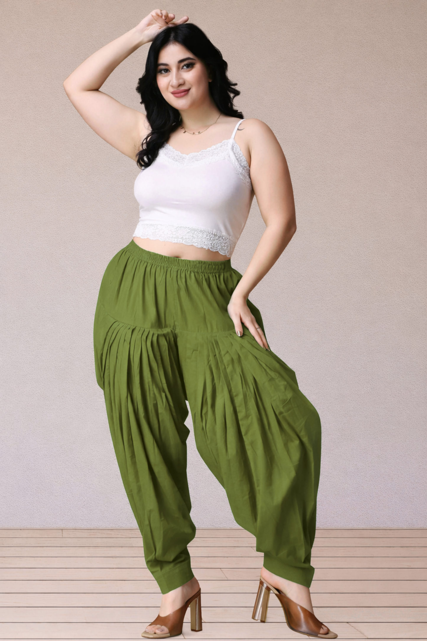 Mehandi Green Cotton Patiala Salwar