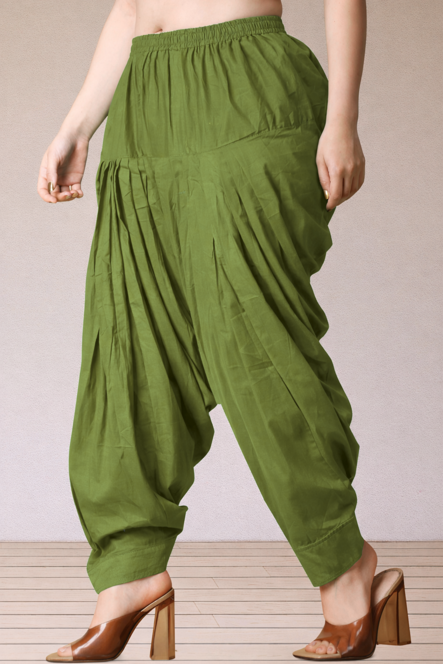 Mehandi Green Cotton Patiala Salwar