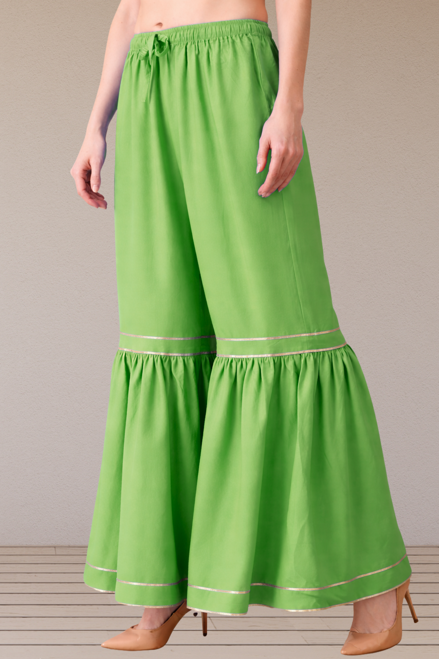 Light Green Frilled Rayon Sharara