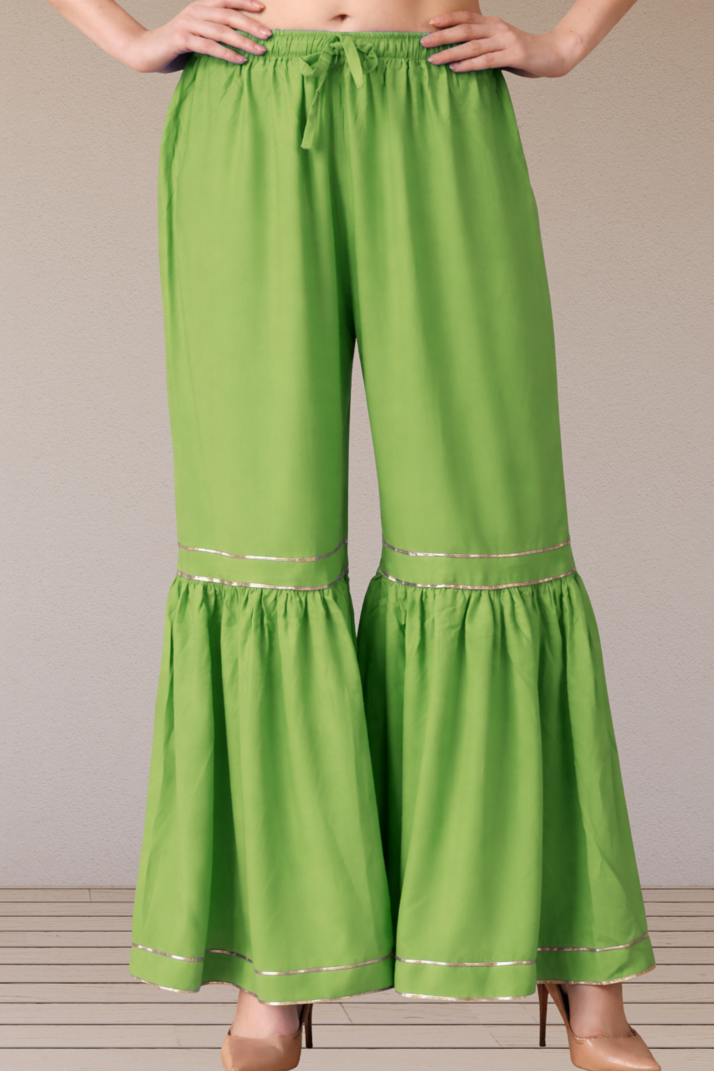 Light Green Frilled Rayon Sharara