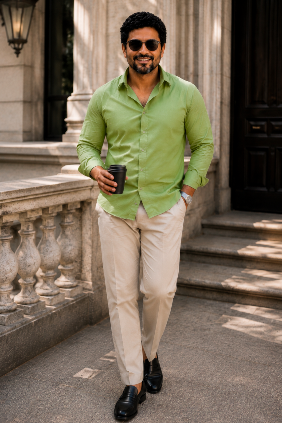 Light Green Poplin Cotton Shirt
