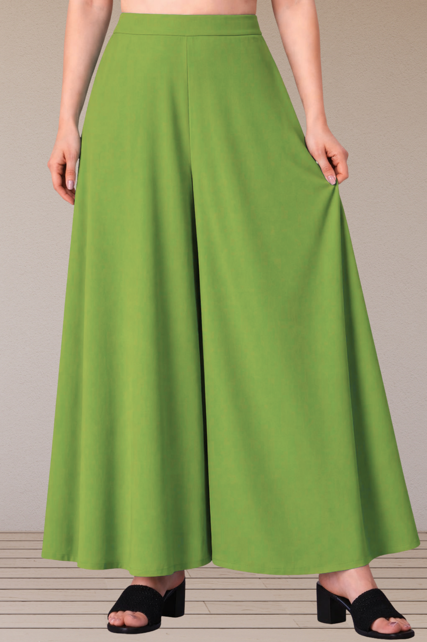 Light Green Rayon Belted Skirt Palazzo