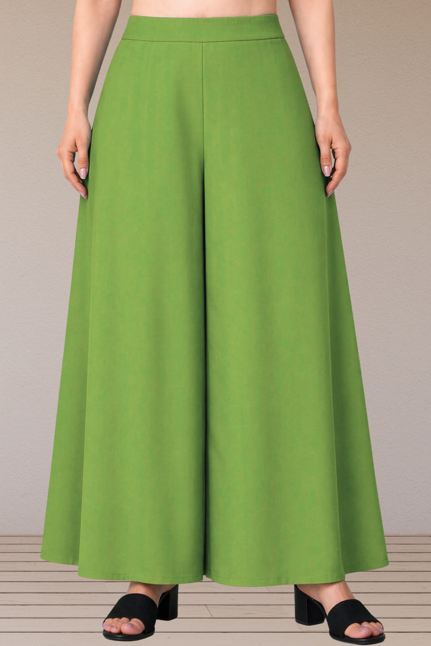 Light Green Rayon Belted Skirt Palazzo