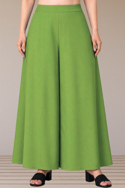 Light Green Rayon Belted Skirt Palazzo