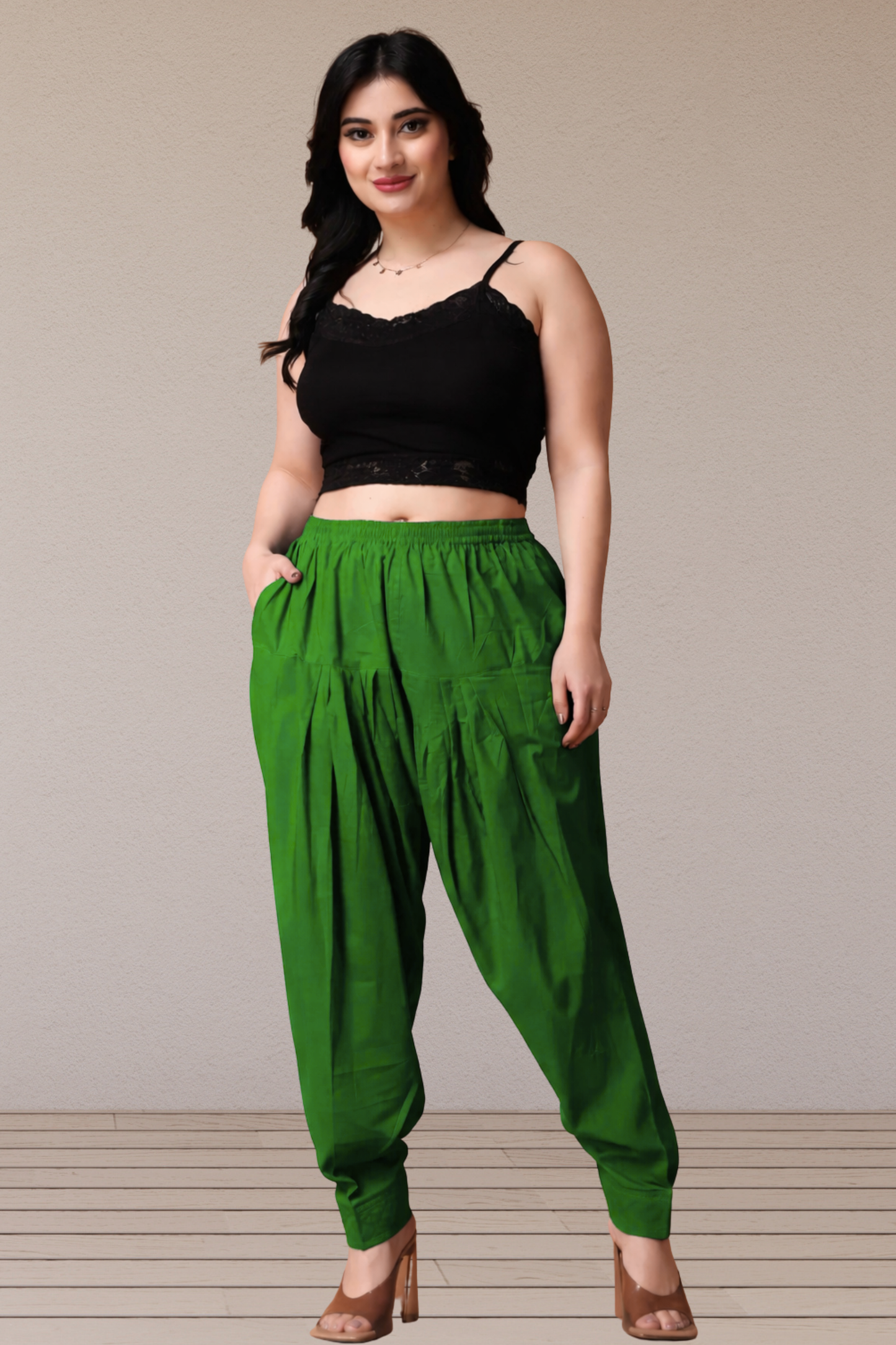 Light Green Pleated Cotton Salwar