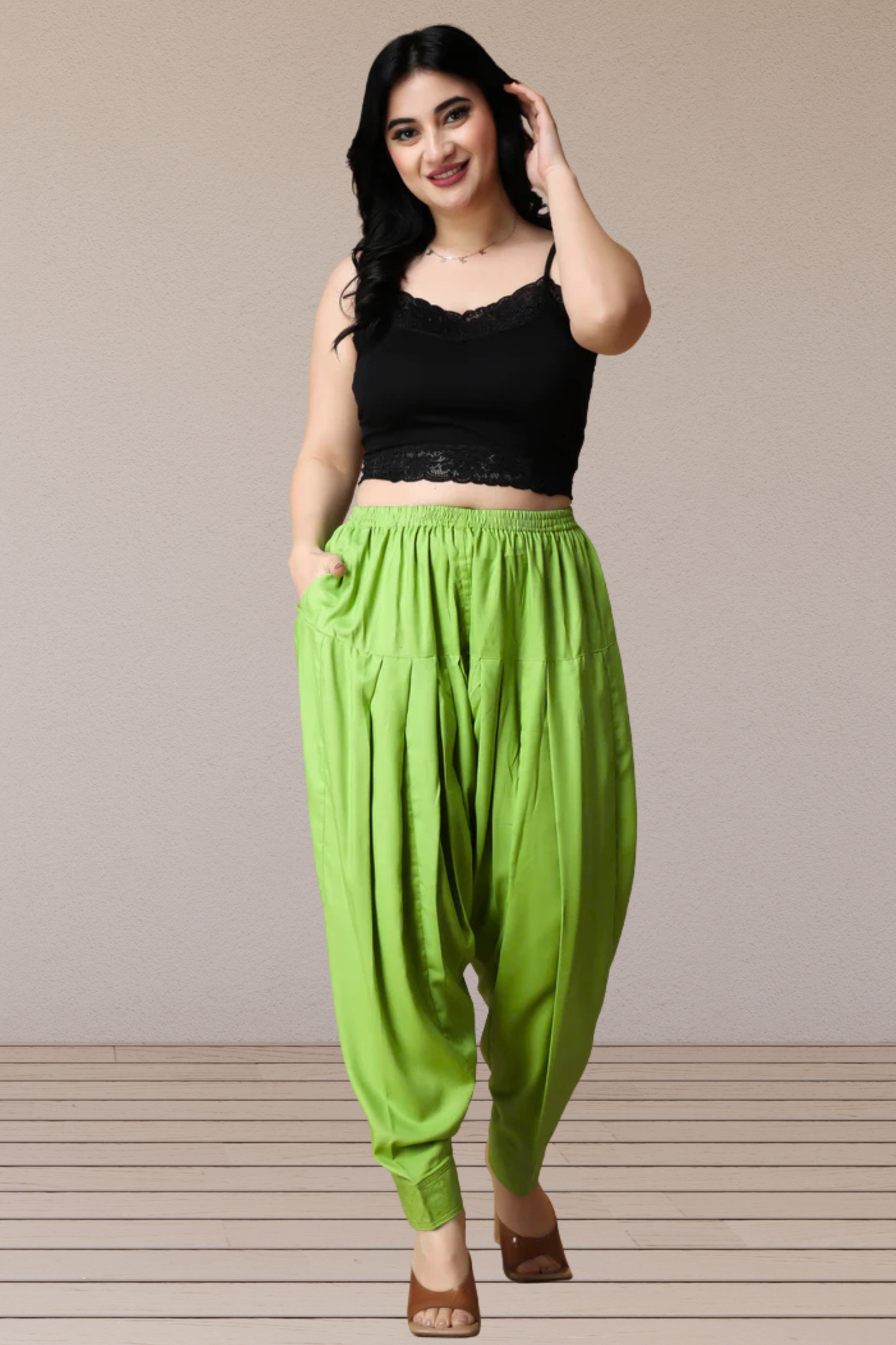 Light Green Rayon Pleated Salwar