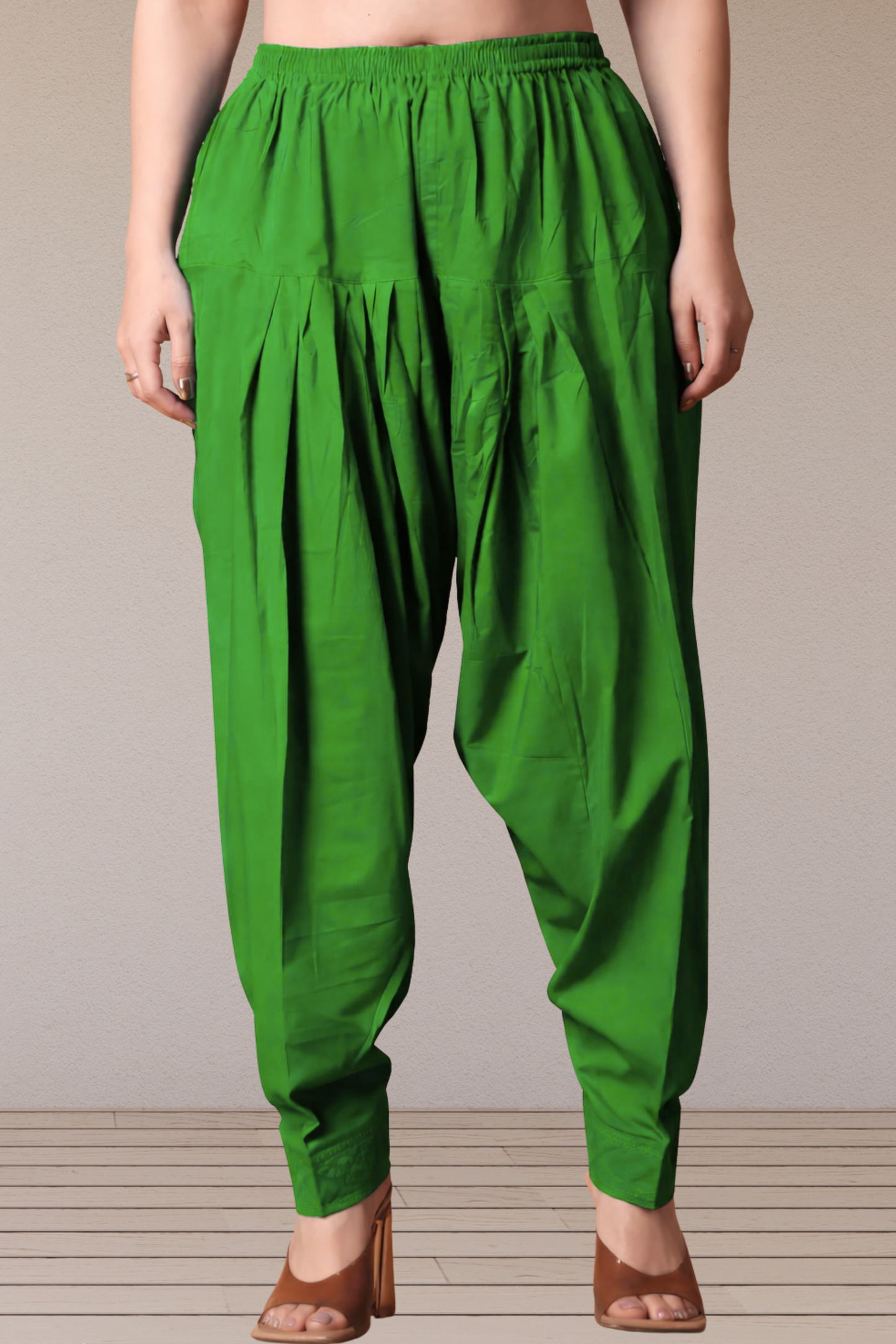 Light Green Pleated Cotton Salwar
