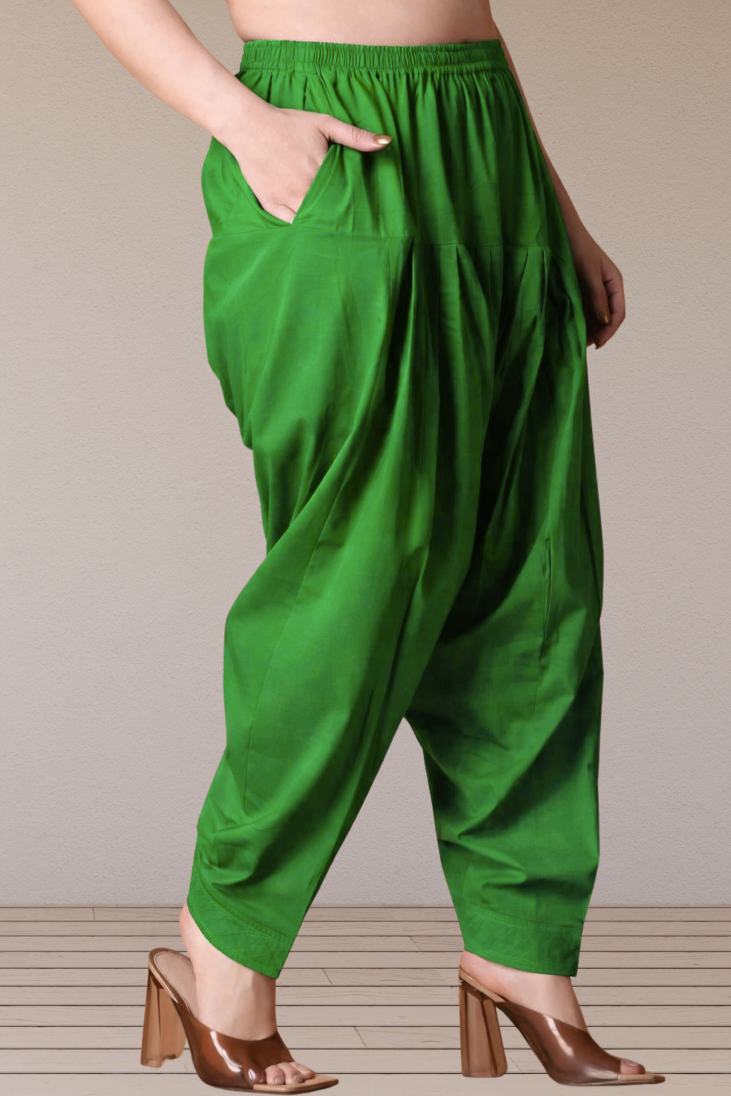Light Green Pleated Cotton Salwar