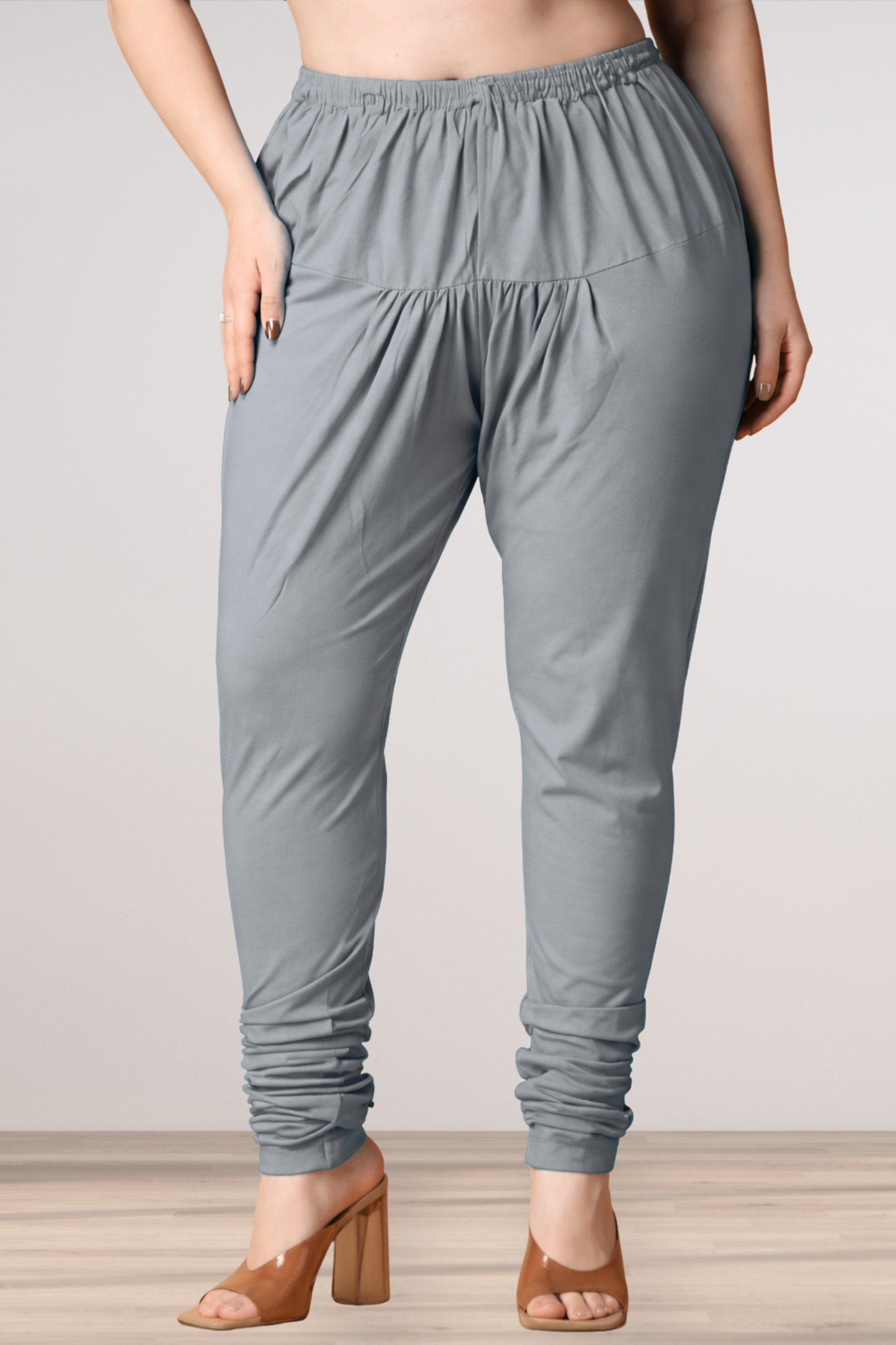 Light Grey Cotton Churidar Pants