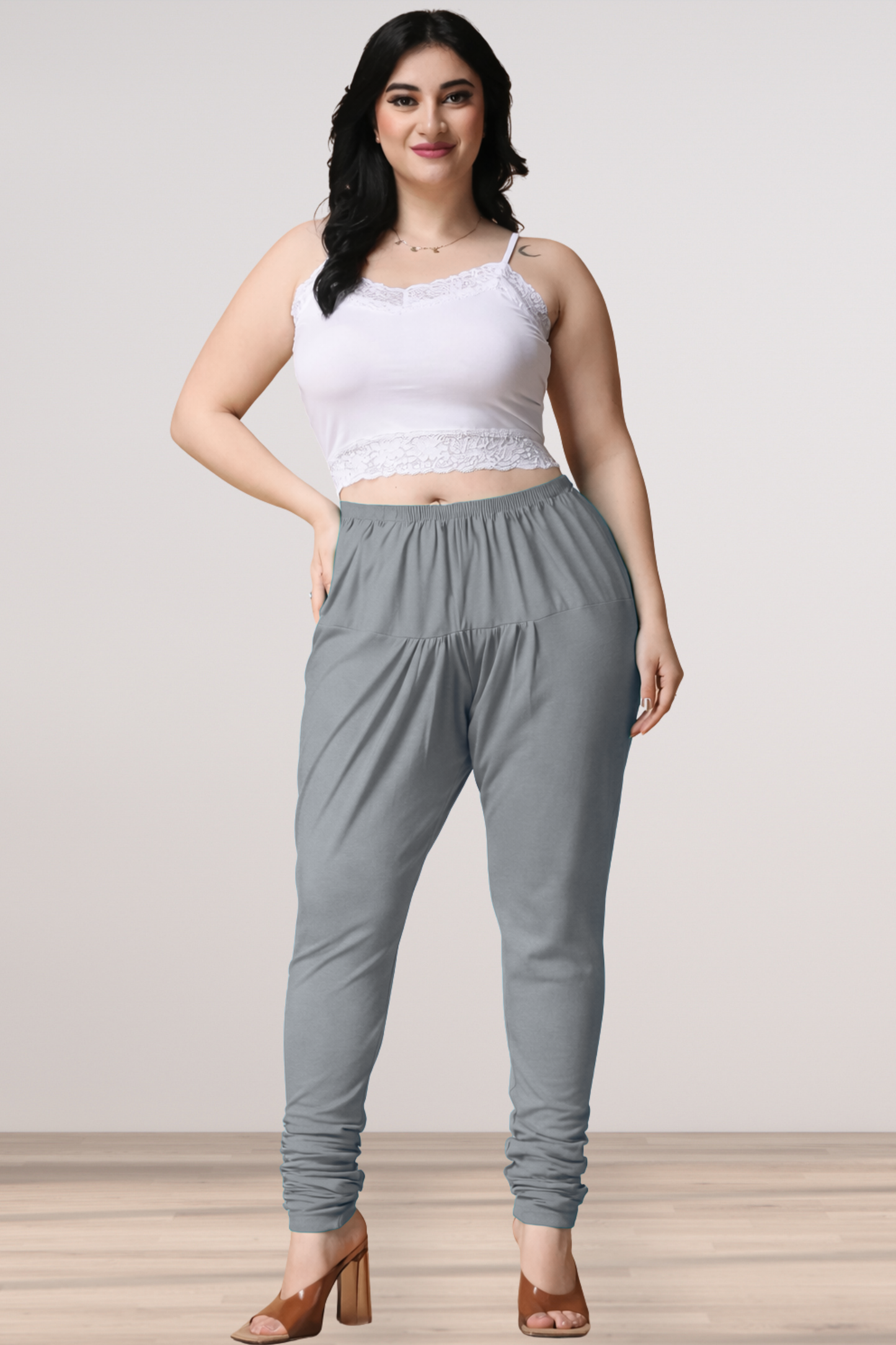 Light Grey Cotton Churidar Pants