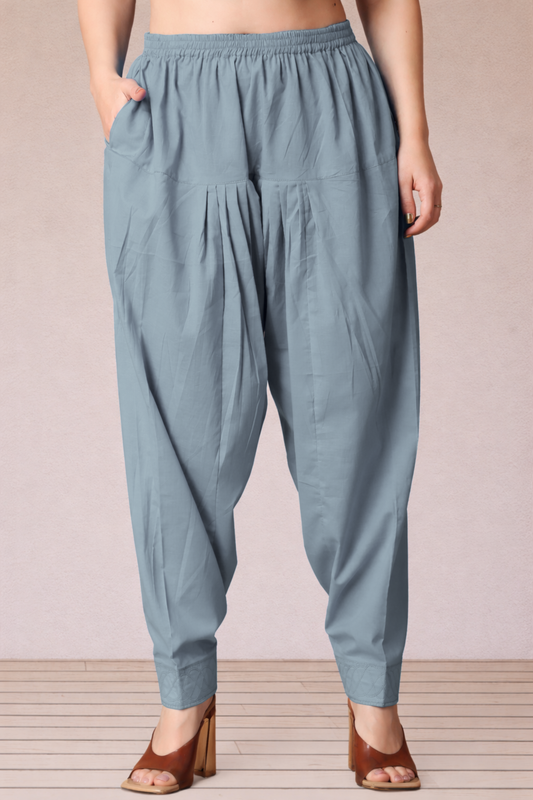 Light Grey Cotton Straight Salwar