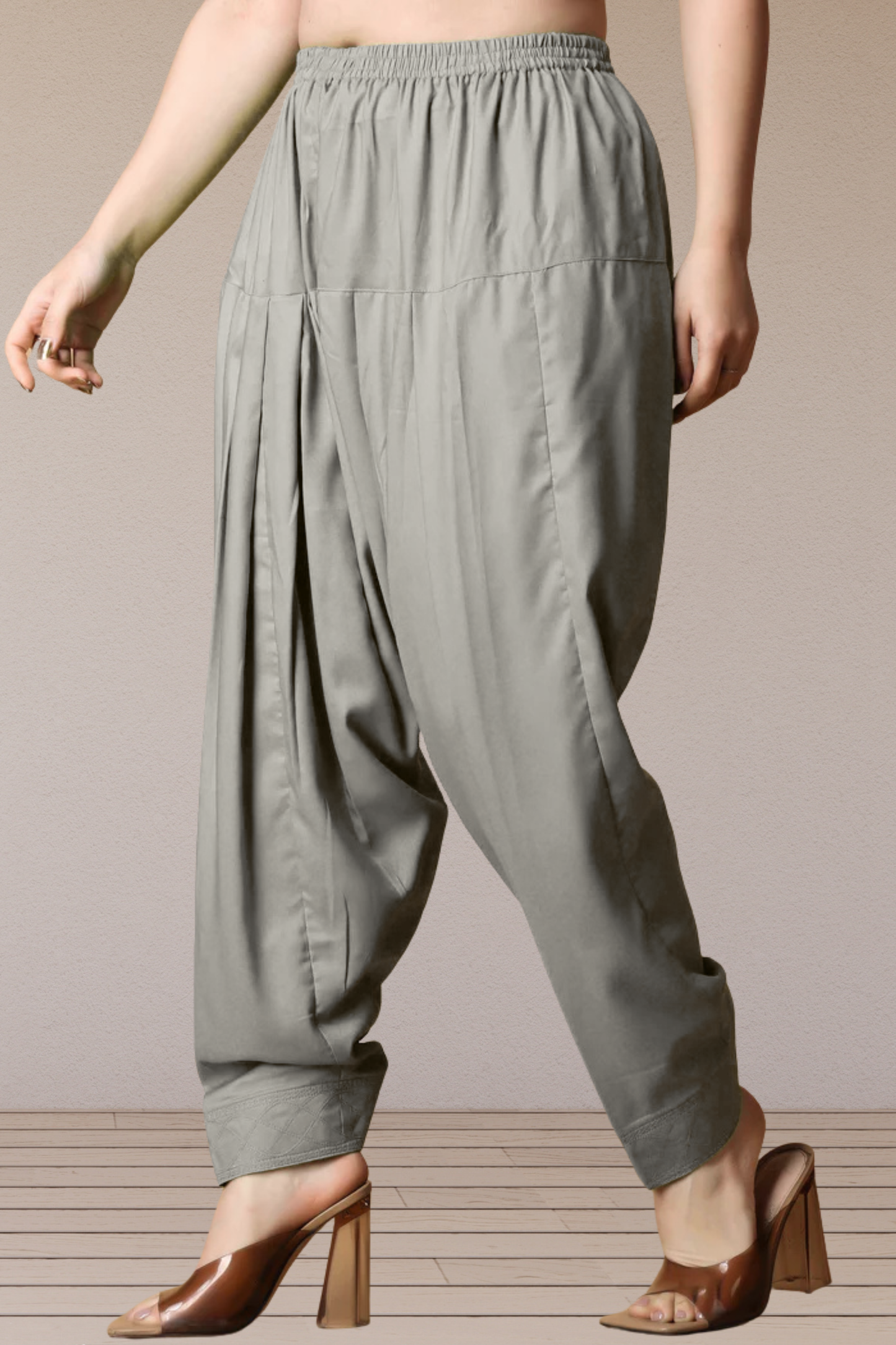 Light Grey Pleated Rayon Salwar