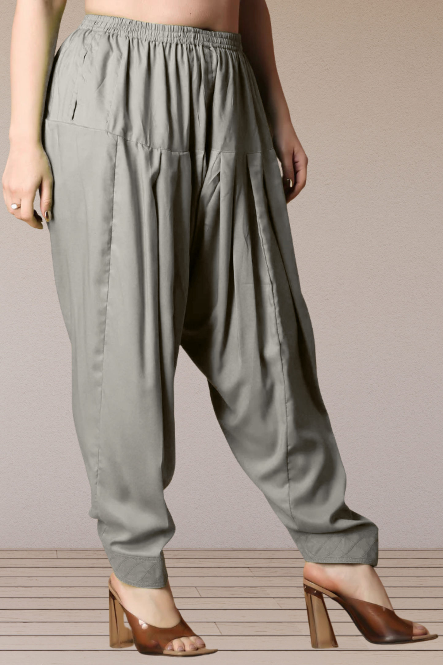 Light Grey Pleated Rayon Salwar