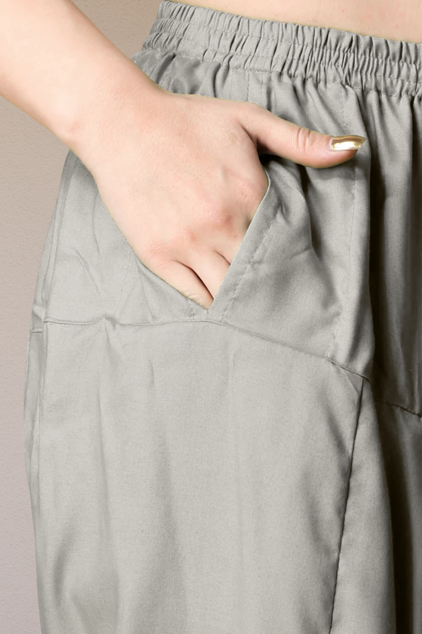 Light Grey Pleated Rayon Salwar