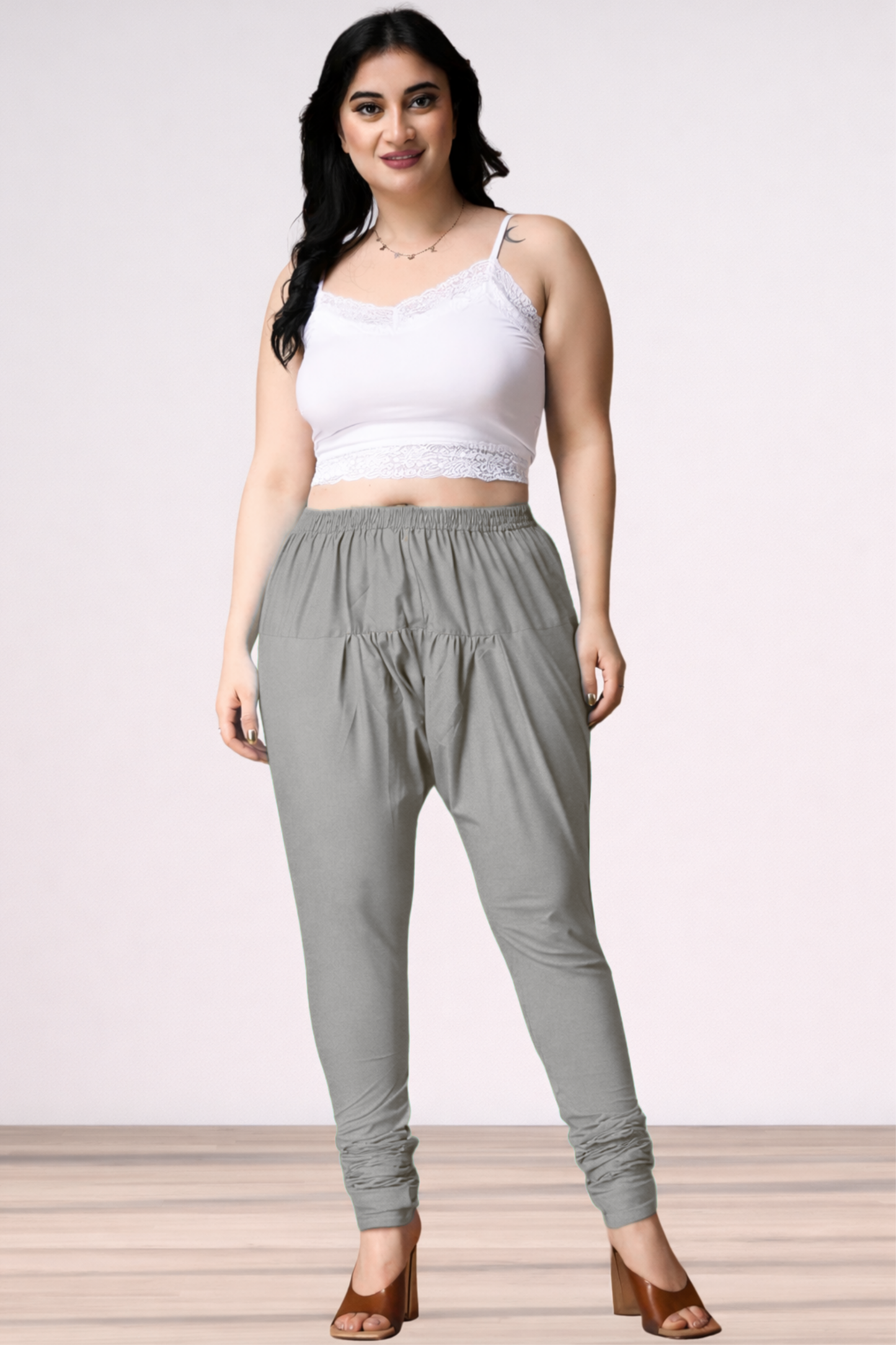 Light Grey Rayon Churidar Pants